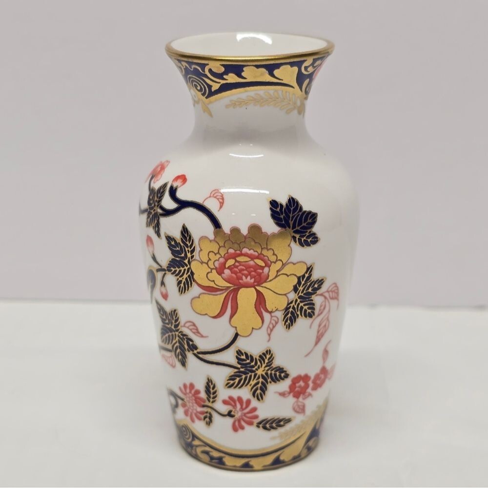 Vintage Spode Imari Floral And Bird Accent Gold Trim Bud Vase F1907-AO England
